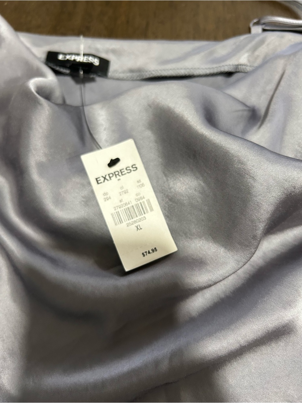 Express Satin Cowl Neck Top in Silver